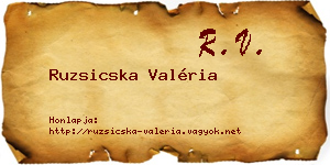 Ruzsicska Valéria névjegykártya