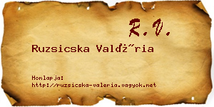 Ruzsicska Valéria névjegykártya